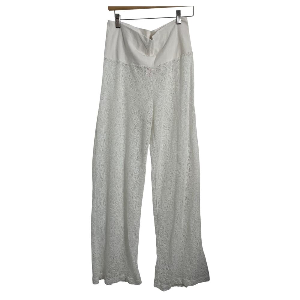 Xhilaration Women's Stretch Waist Lace Cover Up Pants White Large